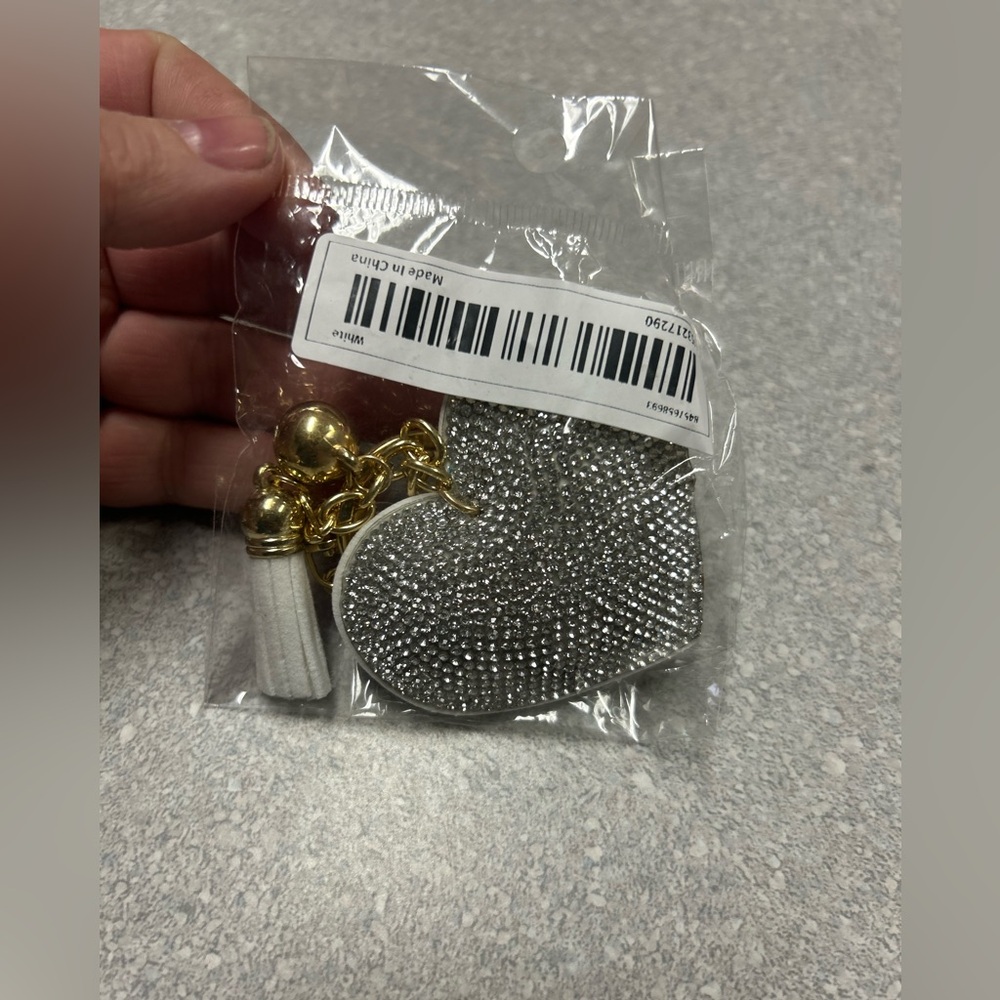 Bedazzled heart shaped keychain